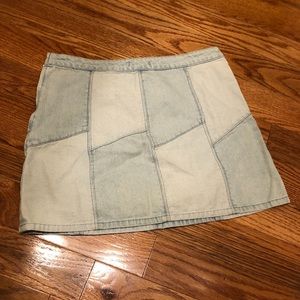Forever 21 Cute Mini Skirt Light Wash Denim Pattern Size M (30)
